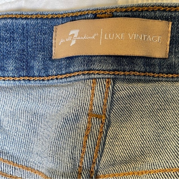 7 For All Mankind High Waist Ankle Skinny Jeans With Destroy Size 27 - Picture 4 of 12